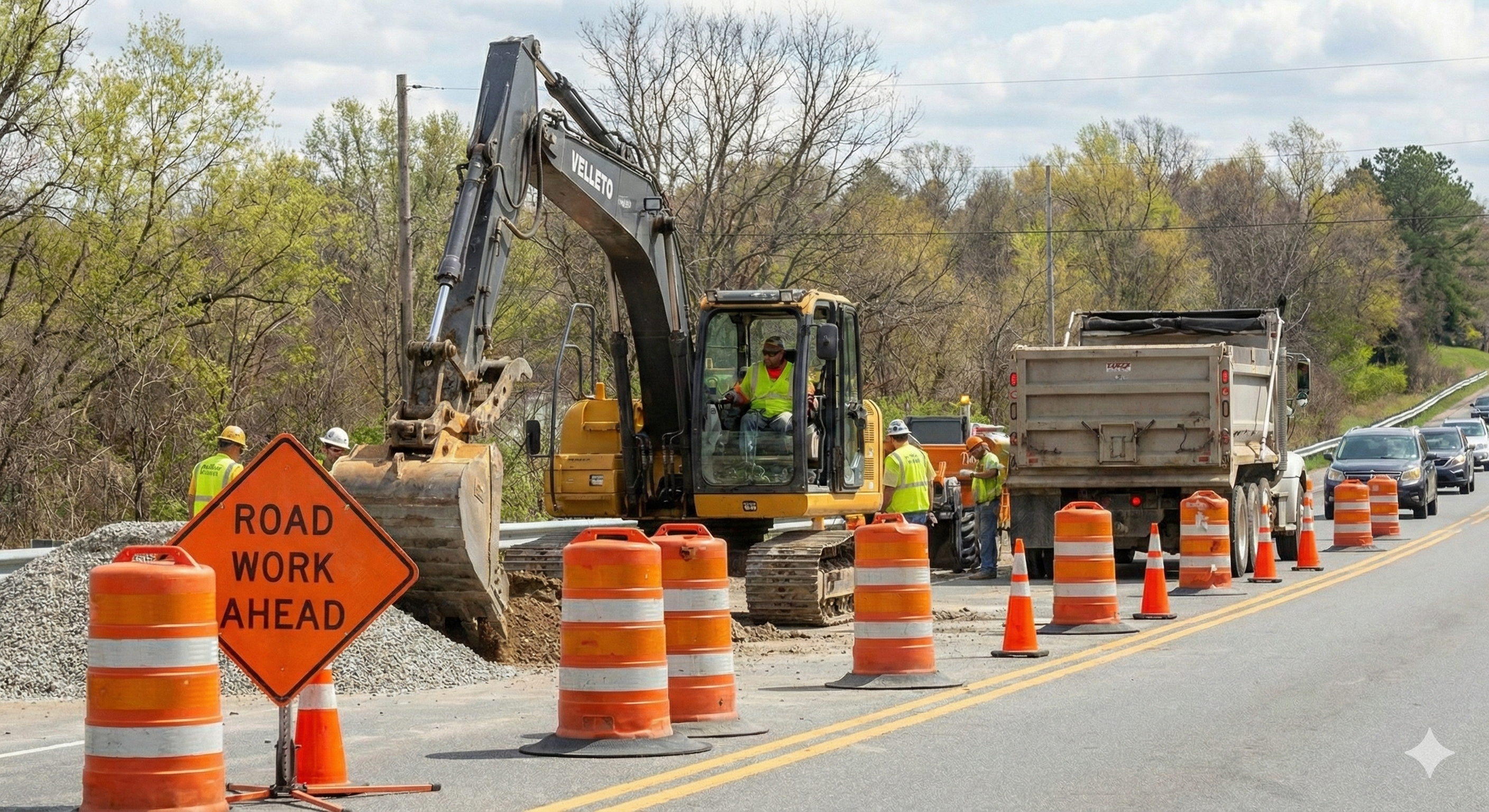 Excavator loading dump truck